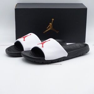 NEW Jordan Break Slide Sandals AR6374-016 Black/University Red/White